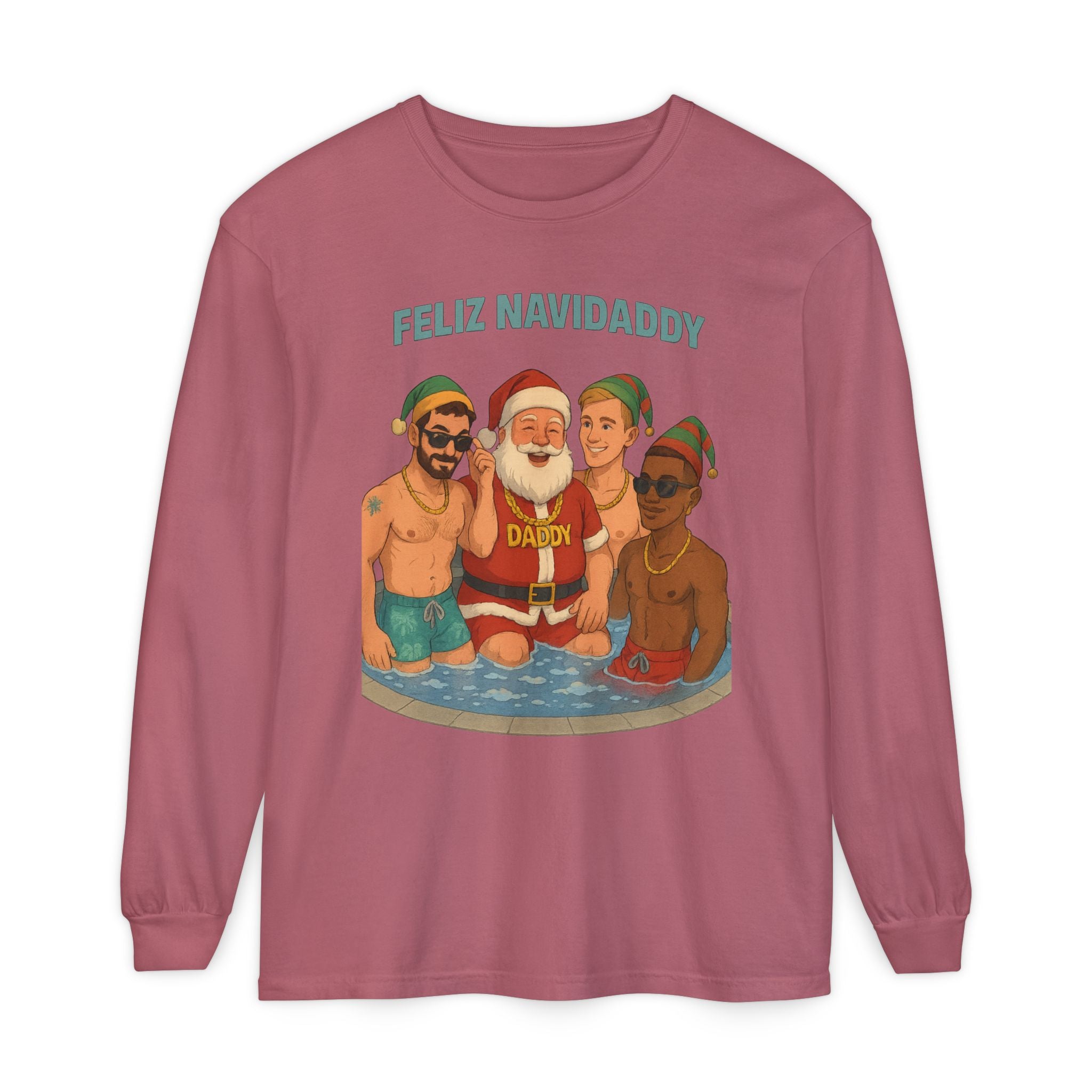 Santa and his boys Feliz Navidaddy Long Sleeve