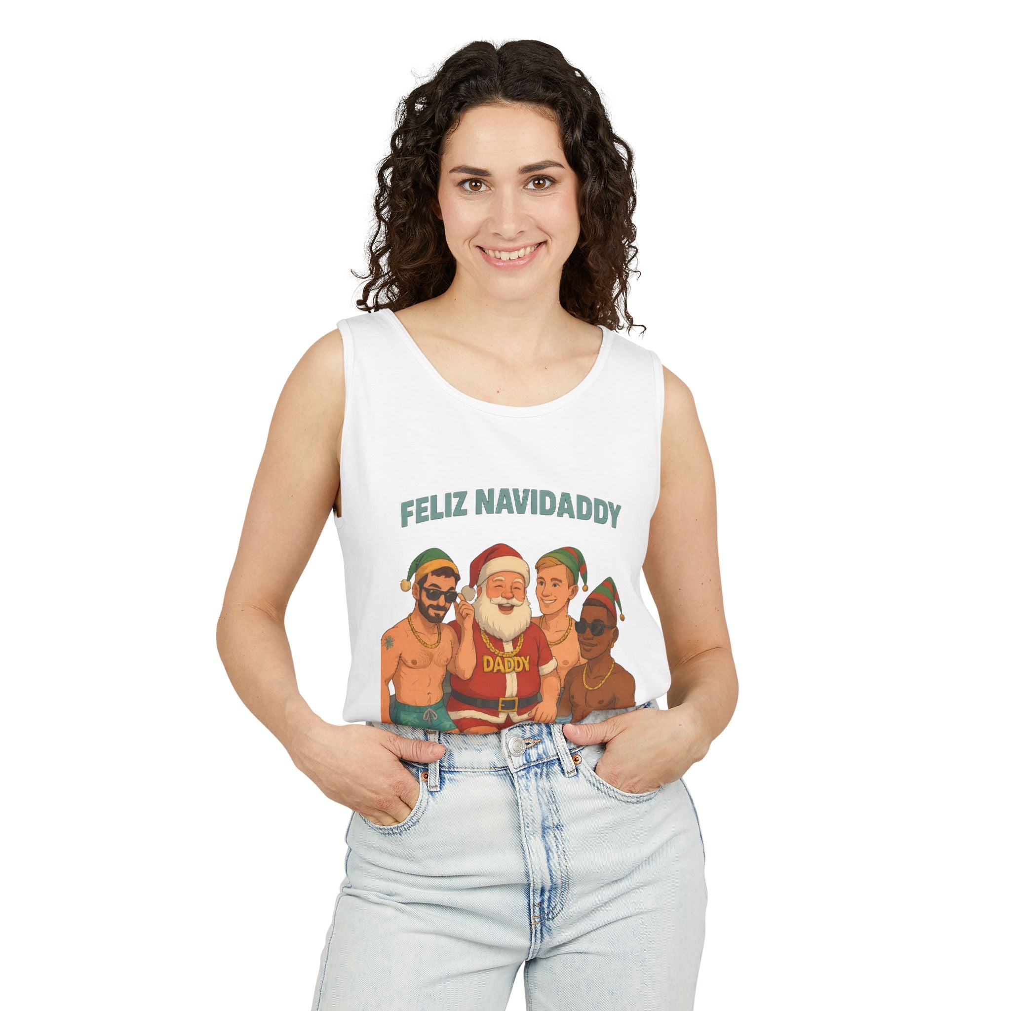 Santa and his boys Feliz Navidaddy Tank Top