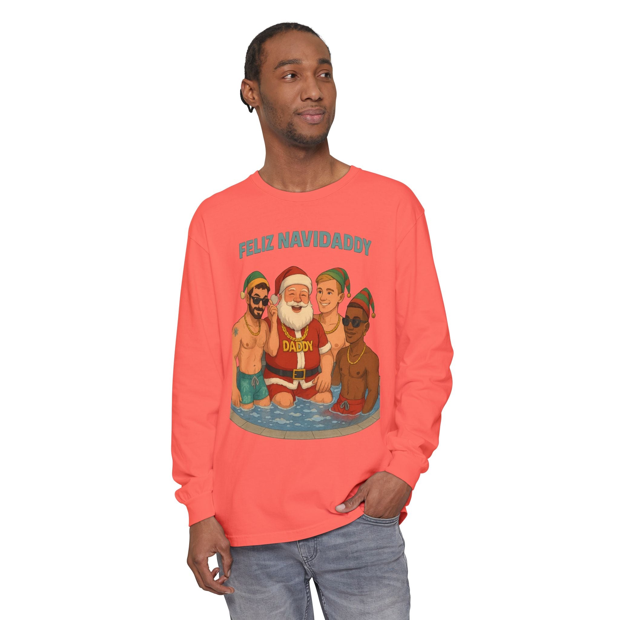 Santa and his boys Feliz Navidaddy Long Sleeve