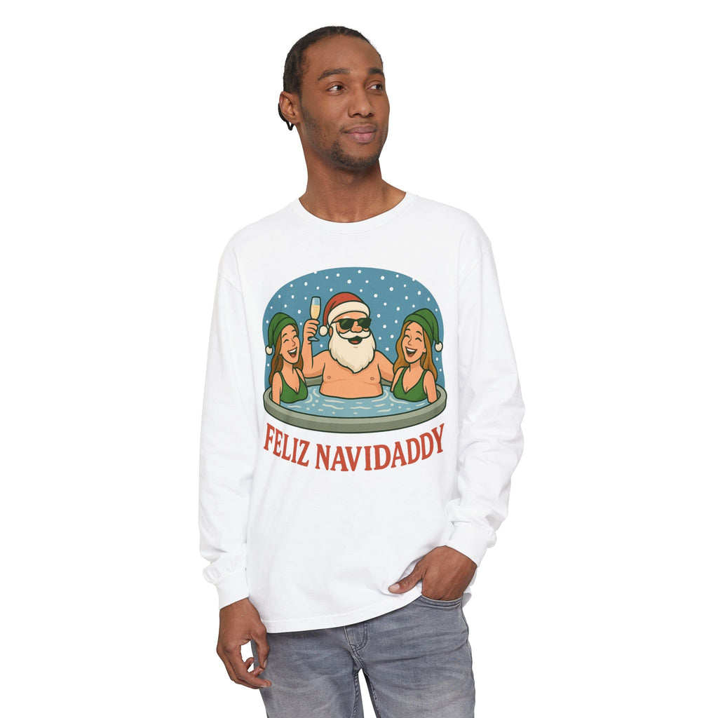 Hot Tub Santa Feliz Navidaddy Long Sleeve