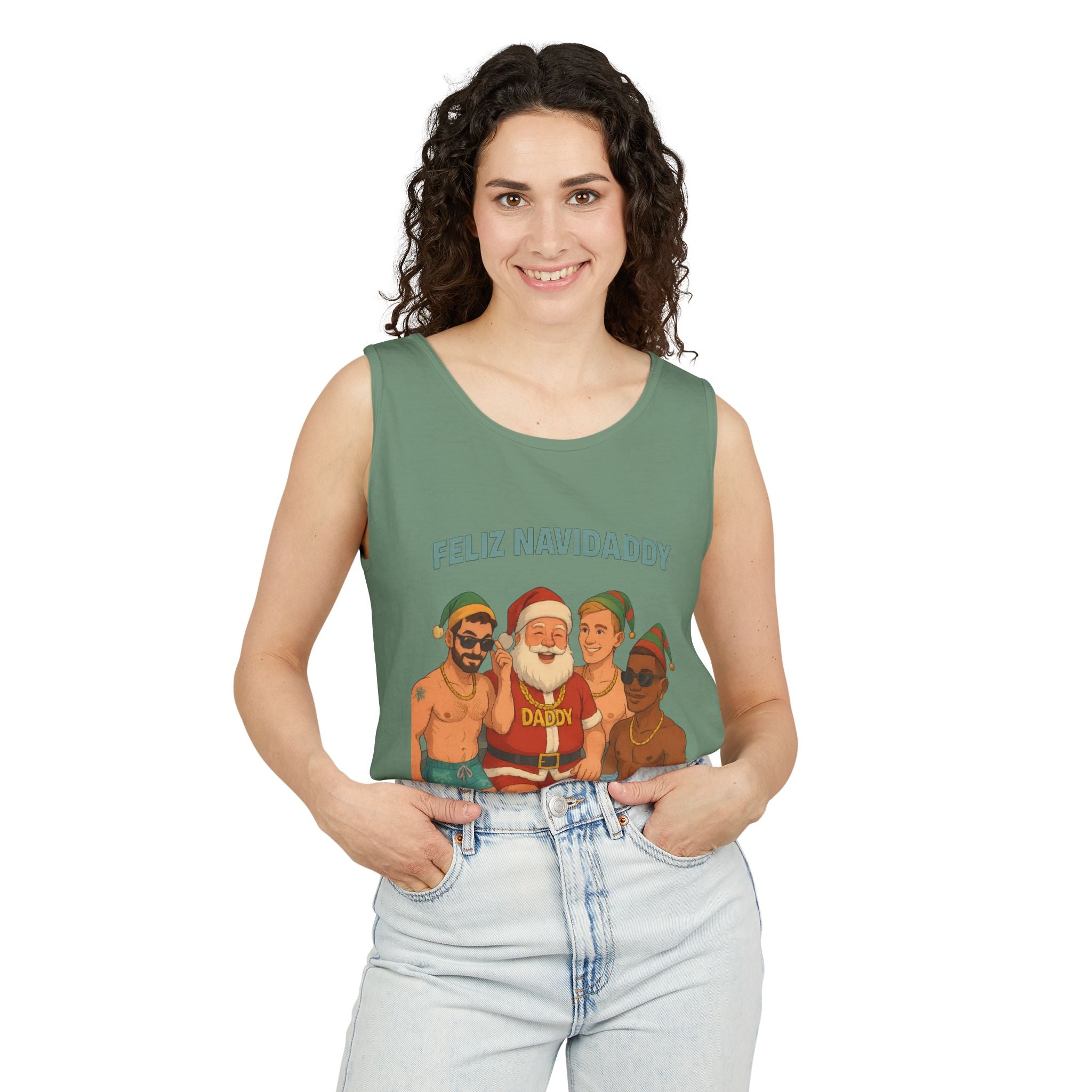 Santa and his boys Feliz Navidaddy Tank Top