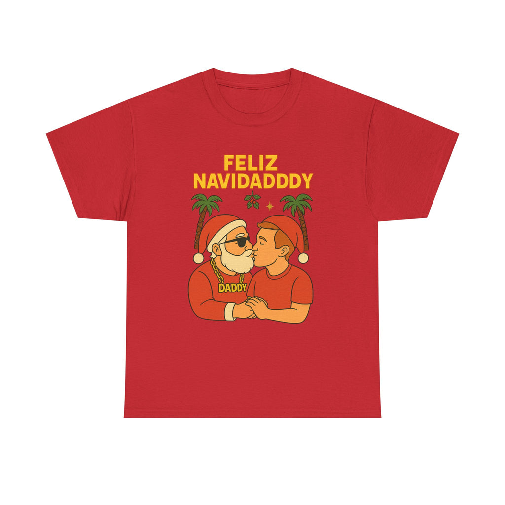 Feliz Navidaddy Kissing Santas T Shirt