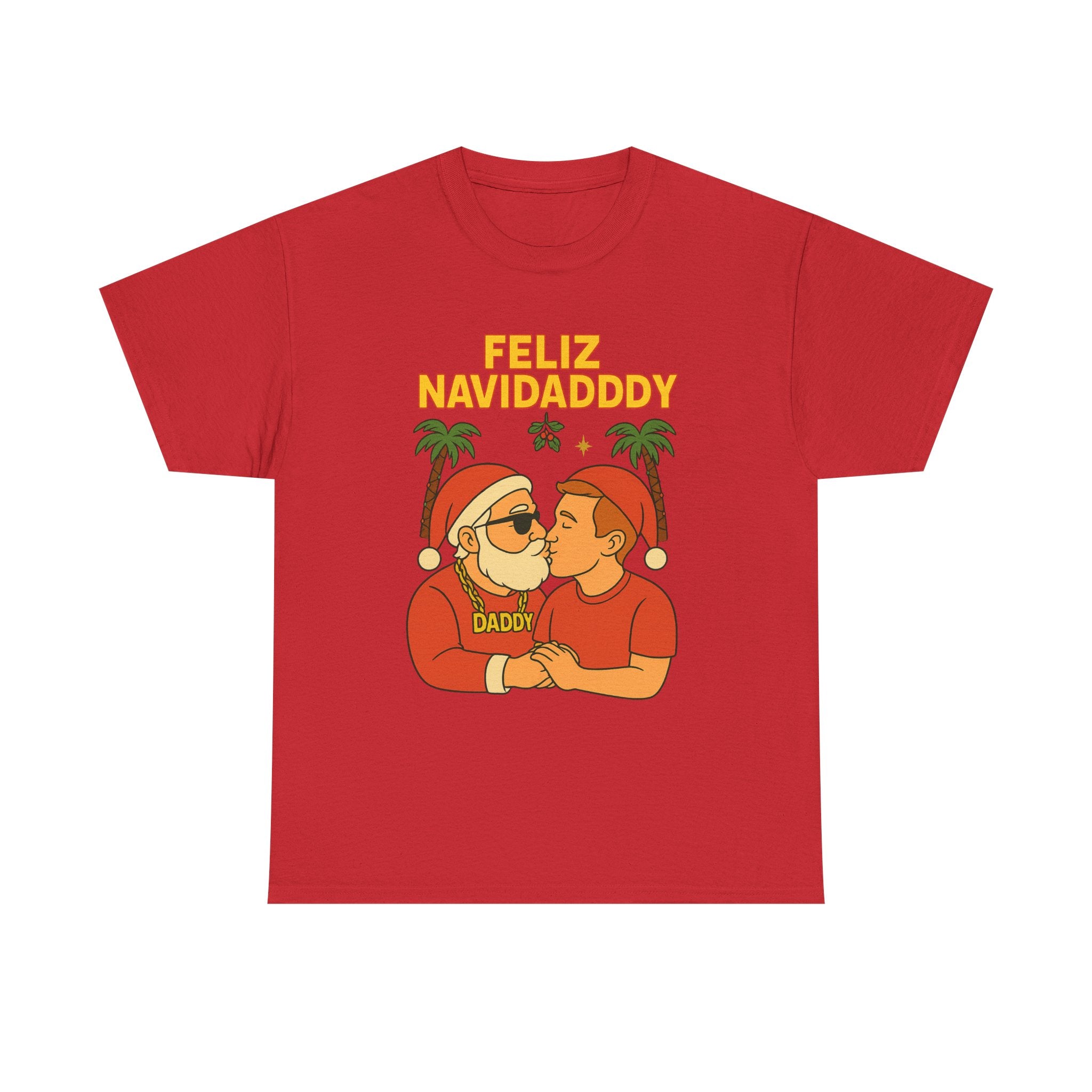 Feliz Navidaddy Kissing Santas T Shirt