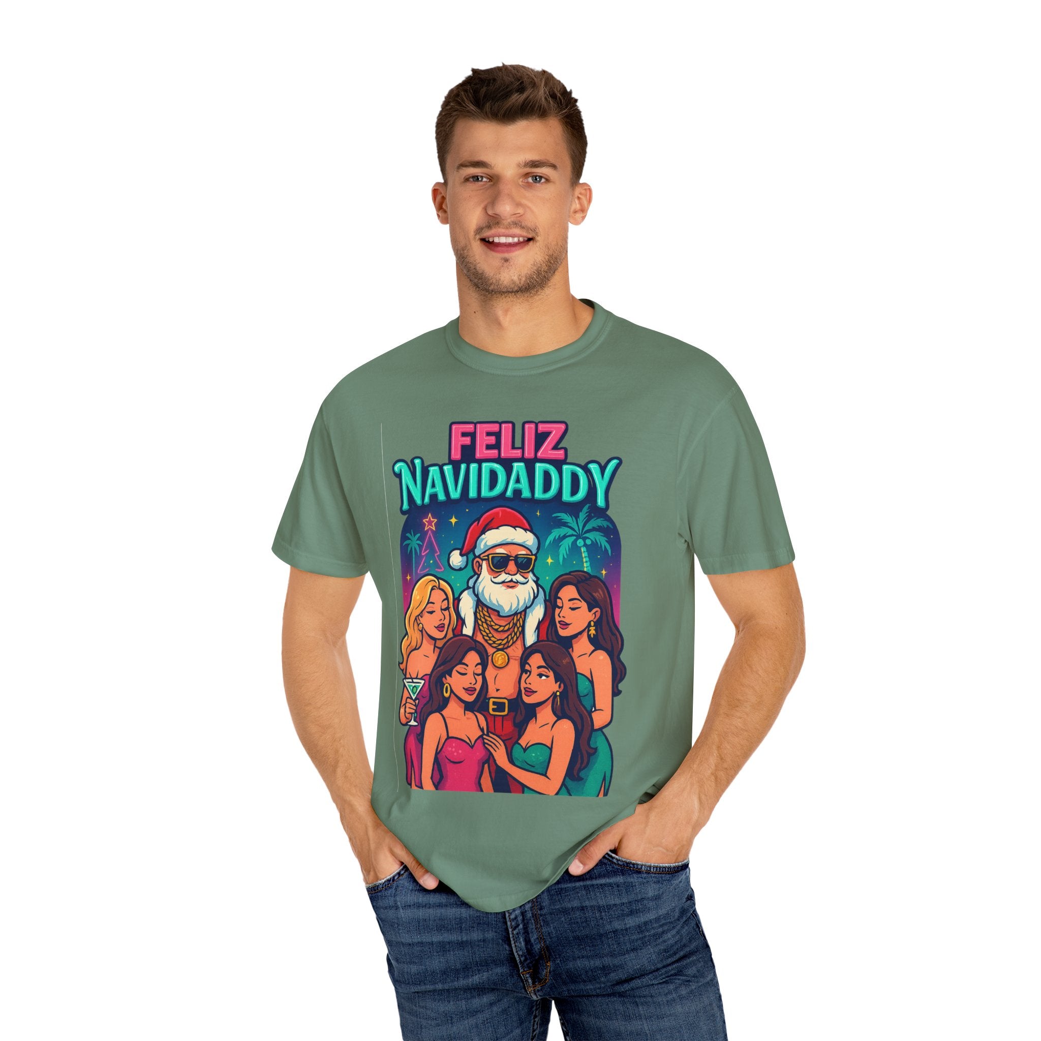 Santa with women Feliz Navidaddy T Shirt
