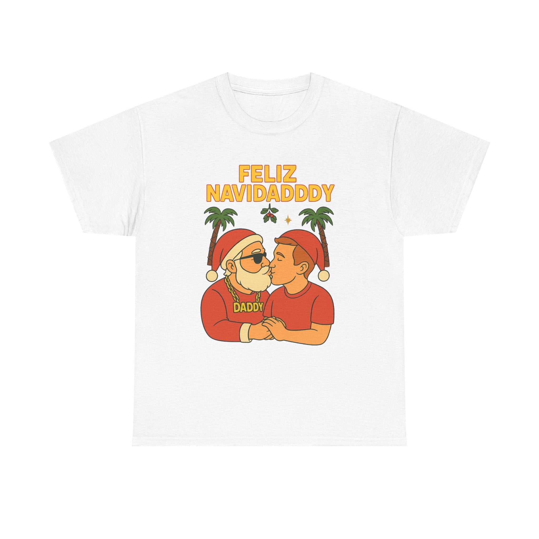 Feliz Navidaddy Kissing Santas T Shirt