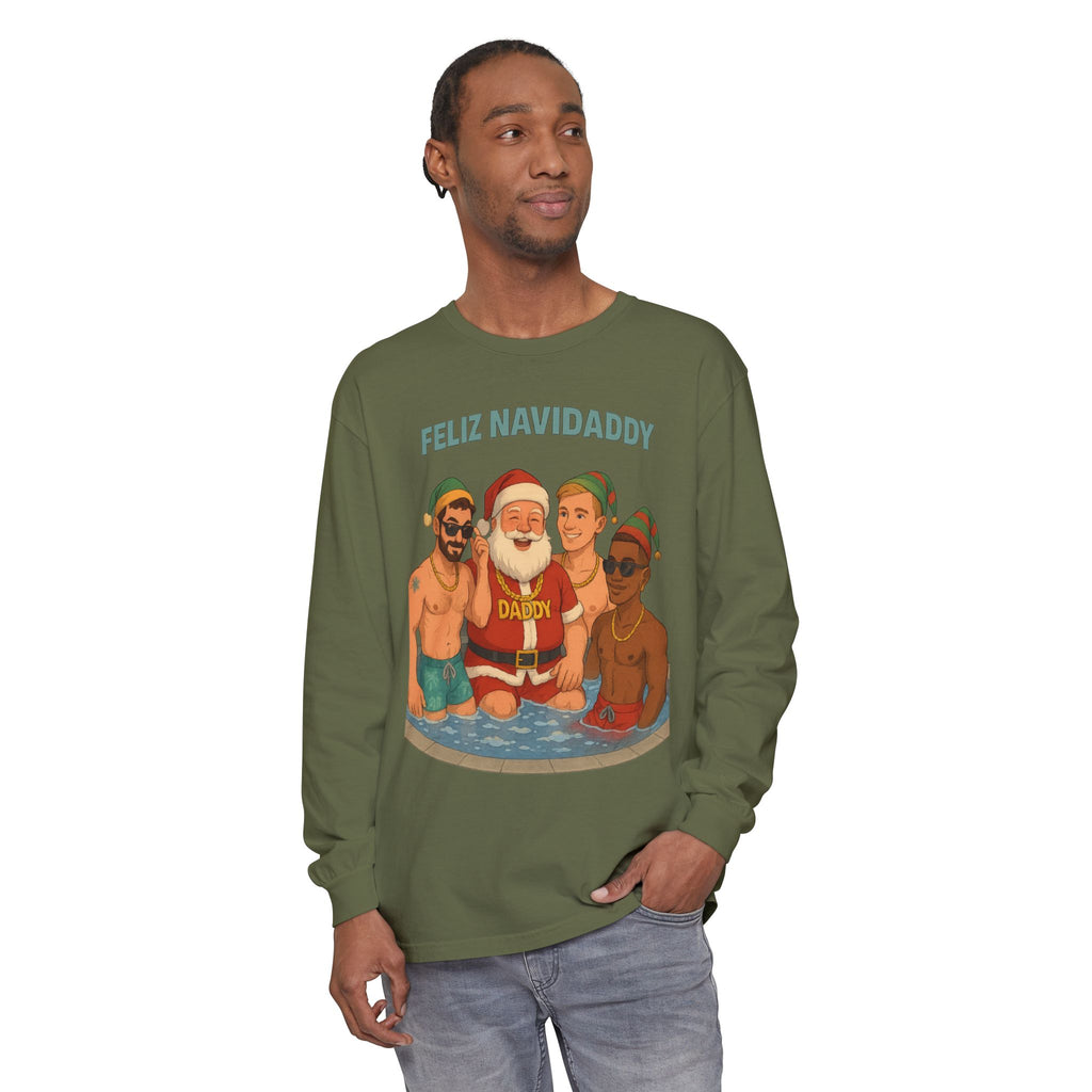 Santa and his boys Feliz Navidaddy Long Sleeve
