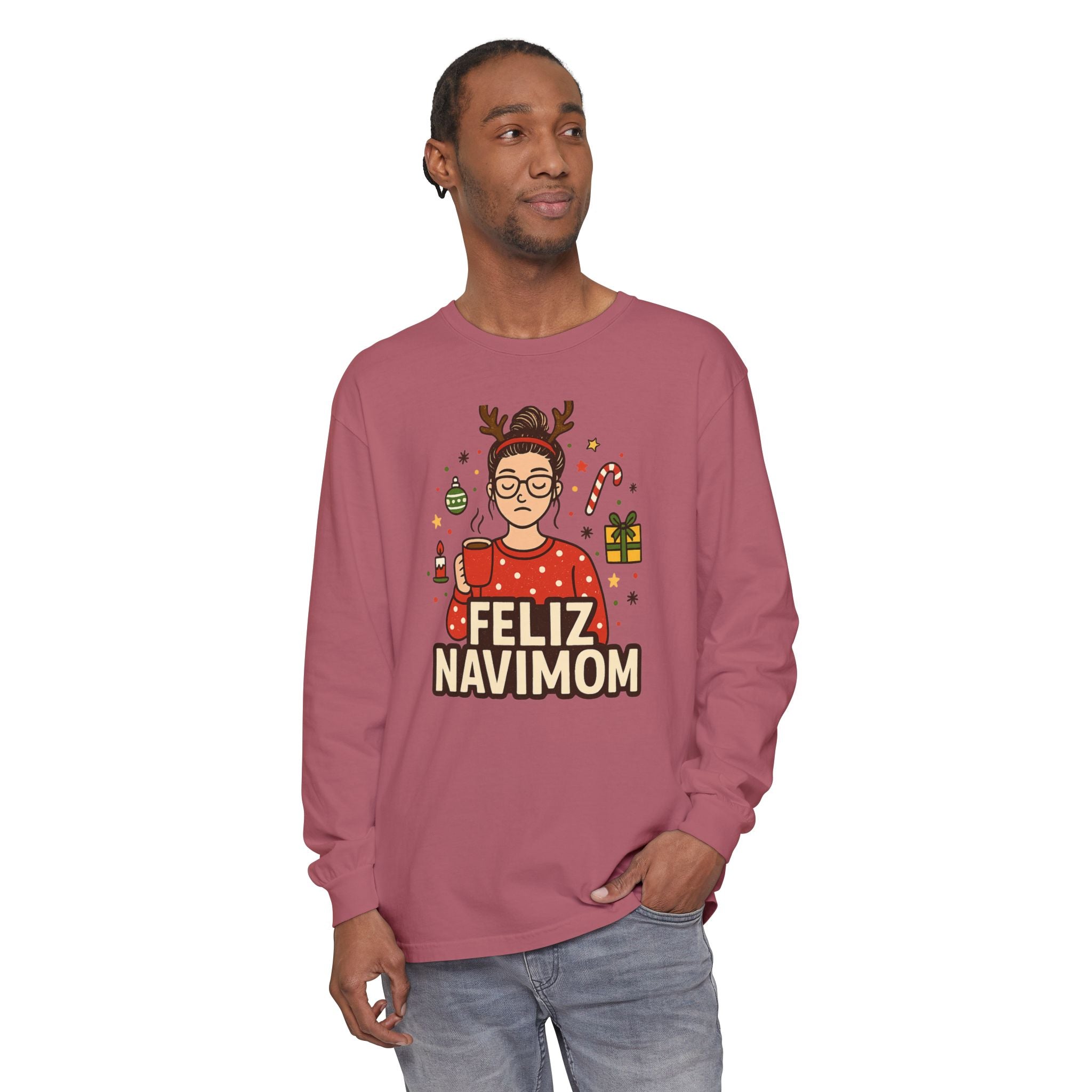 Calm Mom Christmas Feliz NaviMOM Long Sleeve