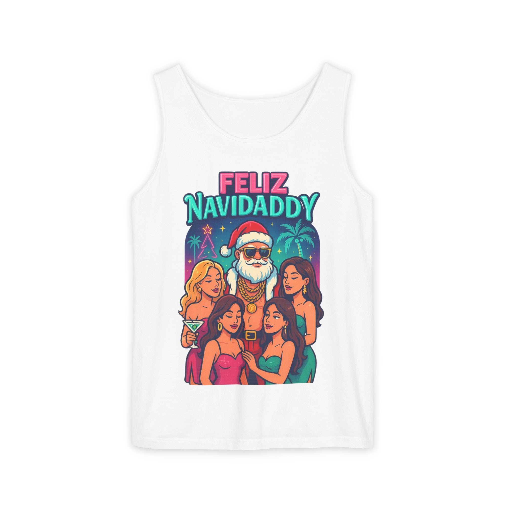 Santa with women tank top Feliz Navidaddy