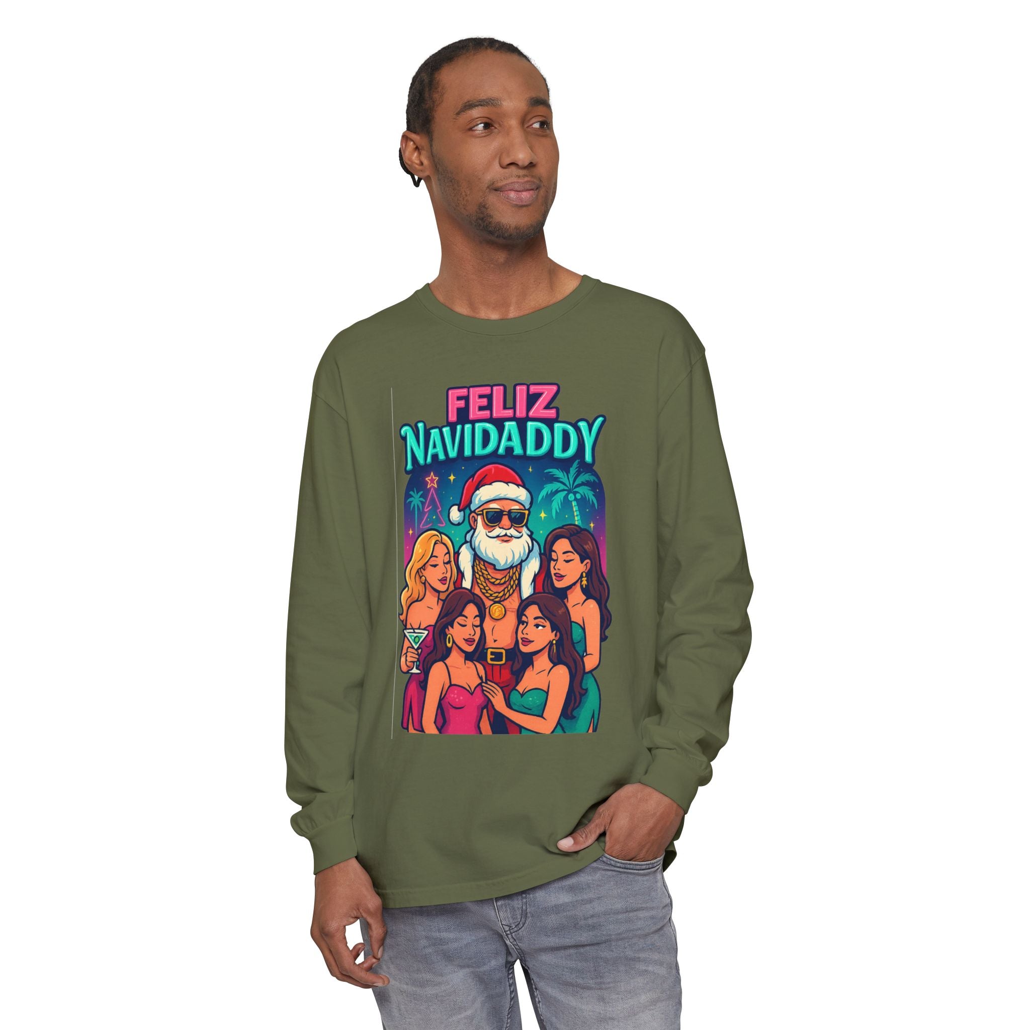 Santa with Women Feliz Navidaddy Long Sleeve