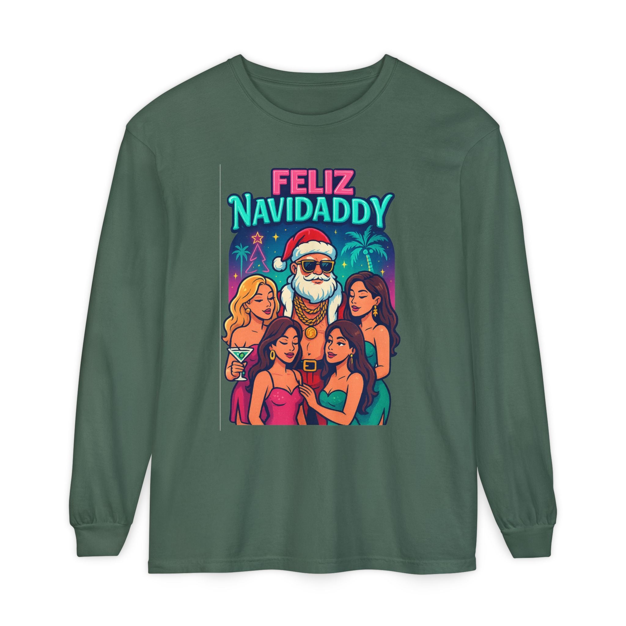 Santa with Women Feliz Navidaddy Long Sleeve